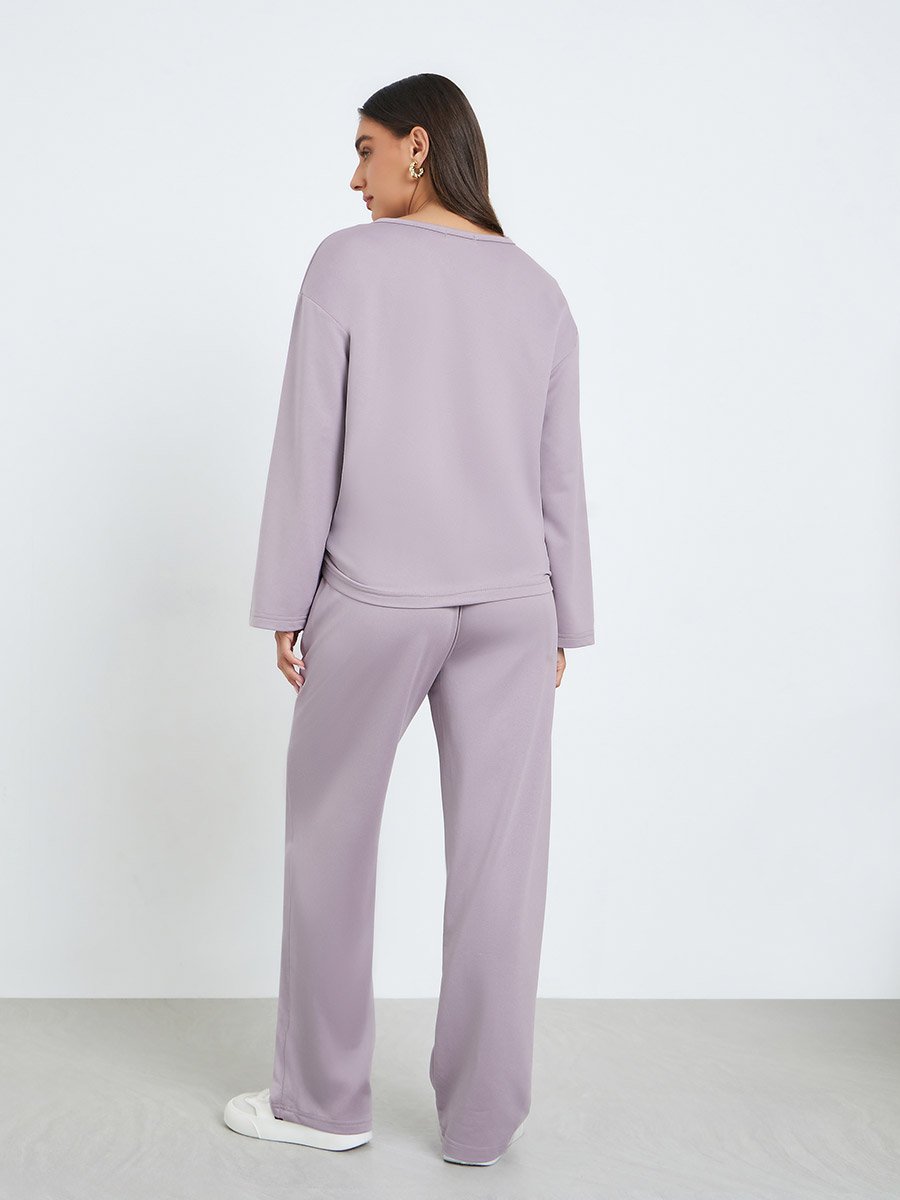 Women Knot Front Top and Wide Leg Joggers Co-Ords