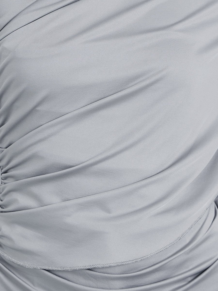 Women Grey Asymmetric Long Sleeve Top