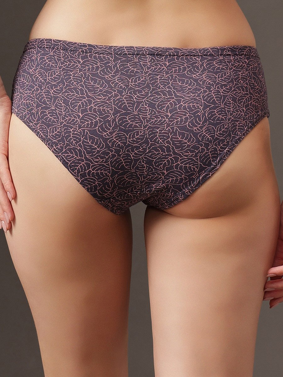 Pack of 3 - Leaf Print Mid Waist Hipster Panties- 100% Cotton
