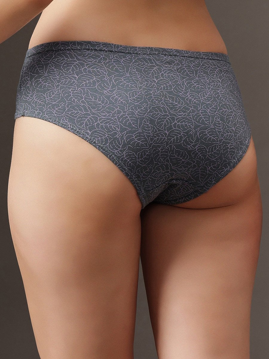 Pack of 3 - Leaf Print Mid Waist Hipster Panties- 100% Cotton