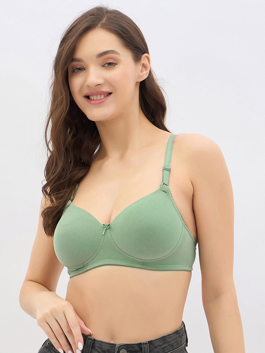 Cotton Padded Non-Wired Demi Cup T-shirt Bra