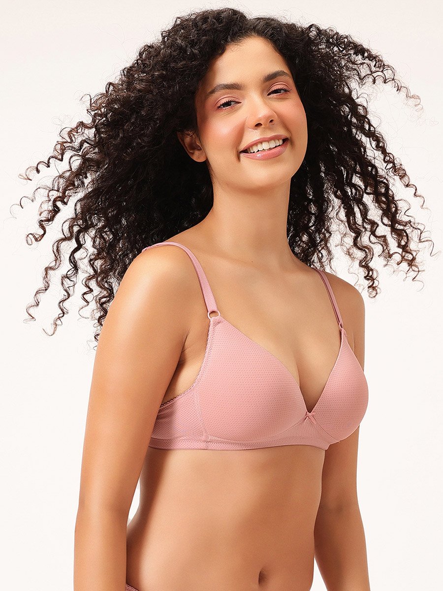 Padded Non-Wired Demi Cup Plunge Bra