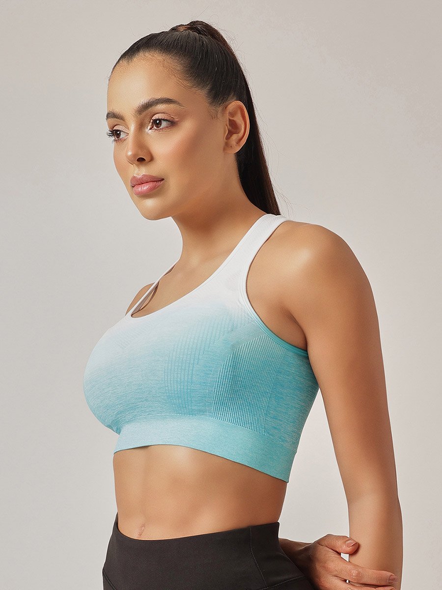 Women Low Impact Ombre Print Sports Bra with Removable Cups