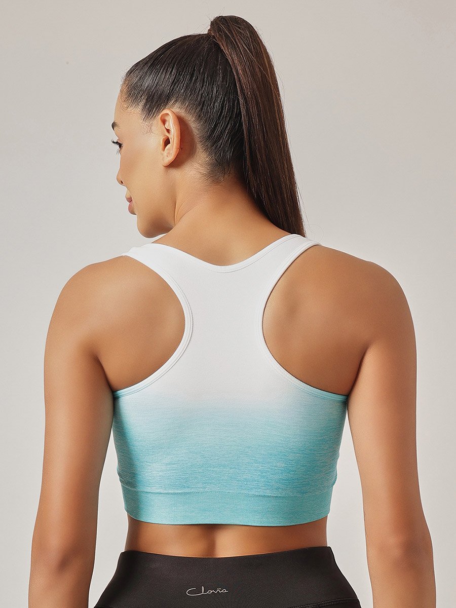 Women Low Impact Ombre Print Sports Bra with Removable Cups