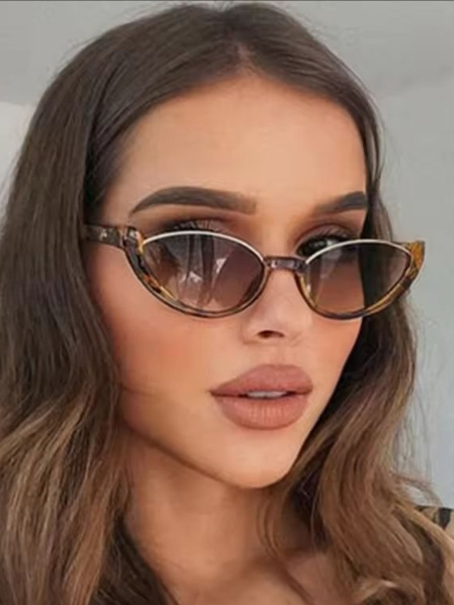 Brown Semi-Rimless Oval Sunglasses
