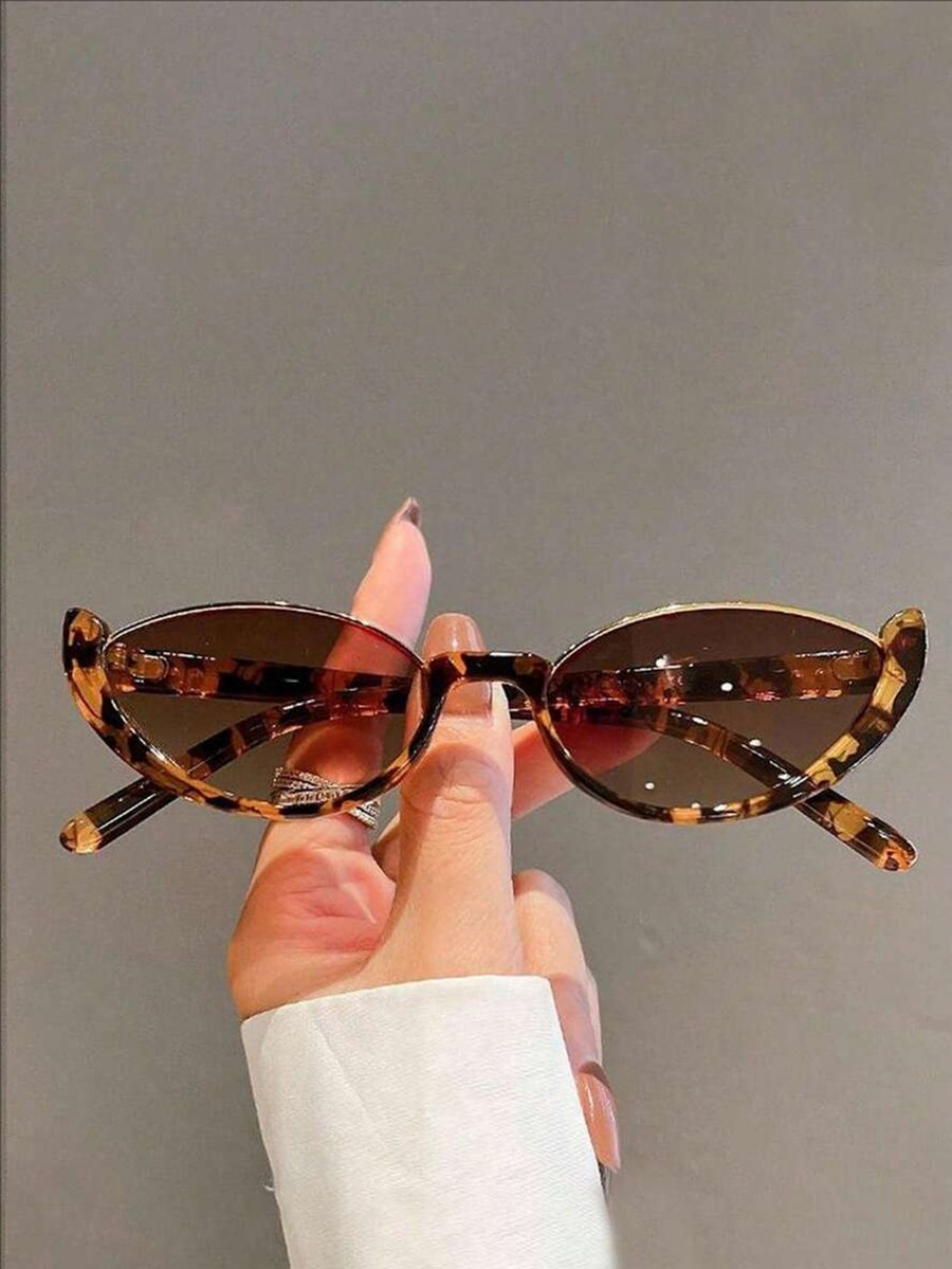 Brown Semi-Rimless Oval Sunglasses