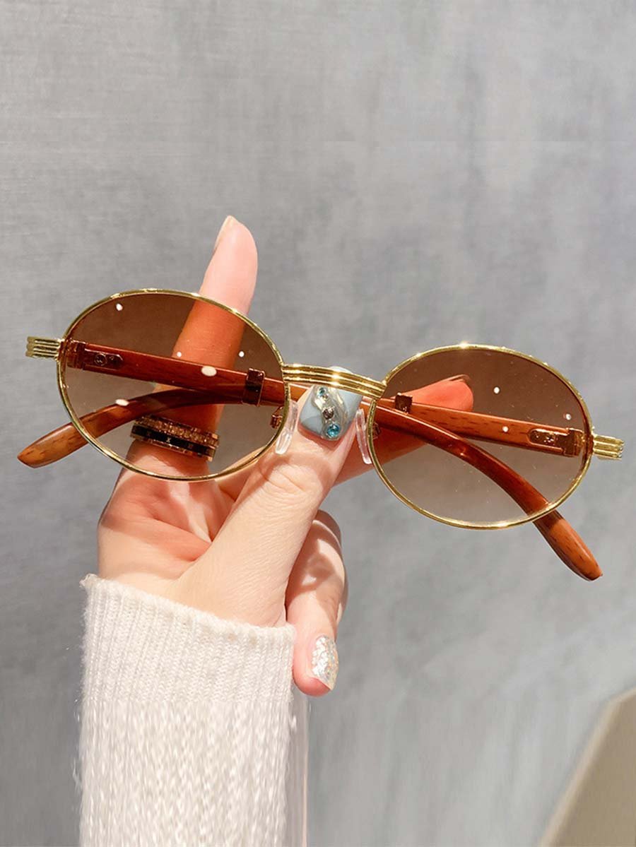 Golden Frame Oval Sunglasses