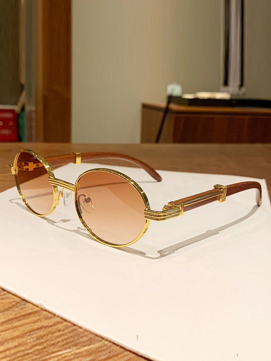 Golden Frame Oval Sunglasses