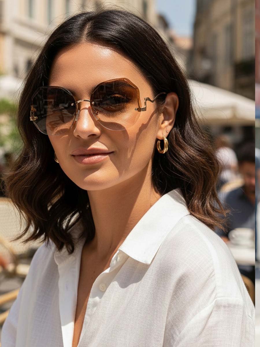 Brown Asymmetric Square Sunglasses