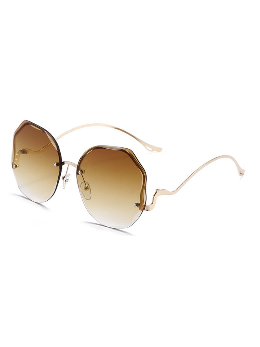 Brown Asymmetric Square Sunglasses