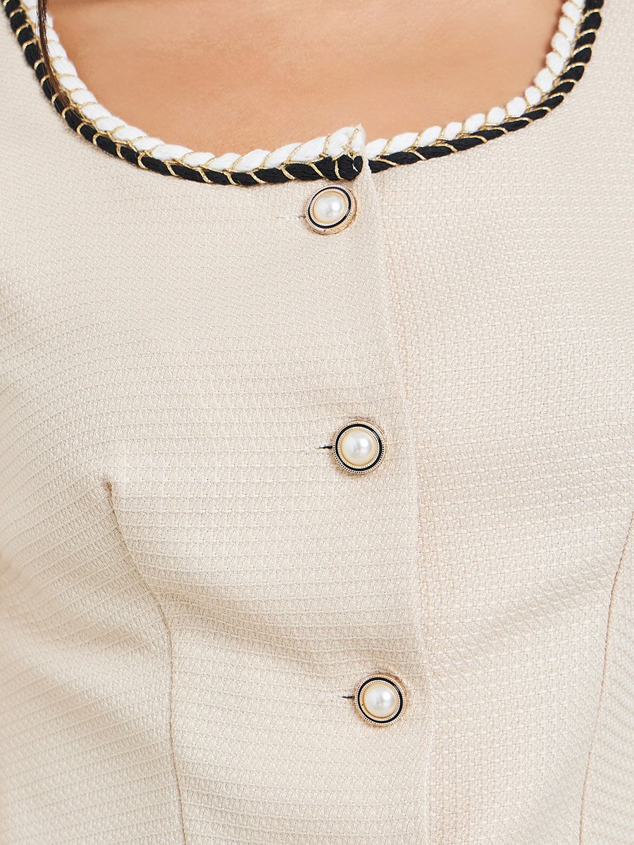 Women Sleeveless Textured Top with Button Front