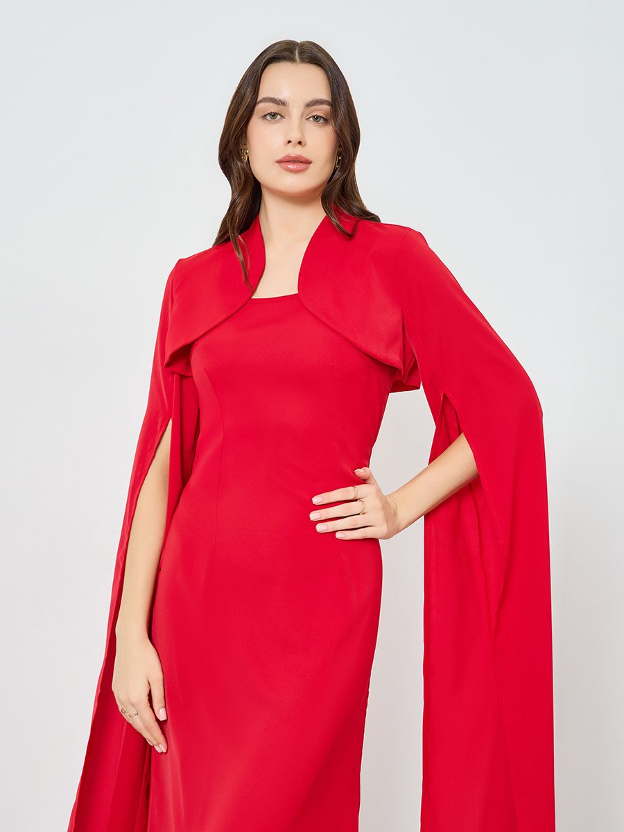 green emerald velvet dress Rosetta Getty | Fitted Cape Dress | M main image 0
