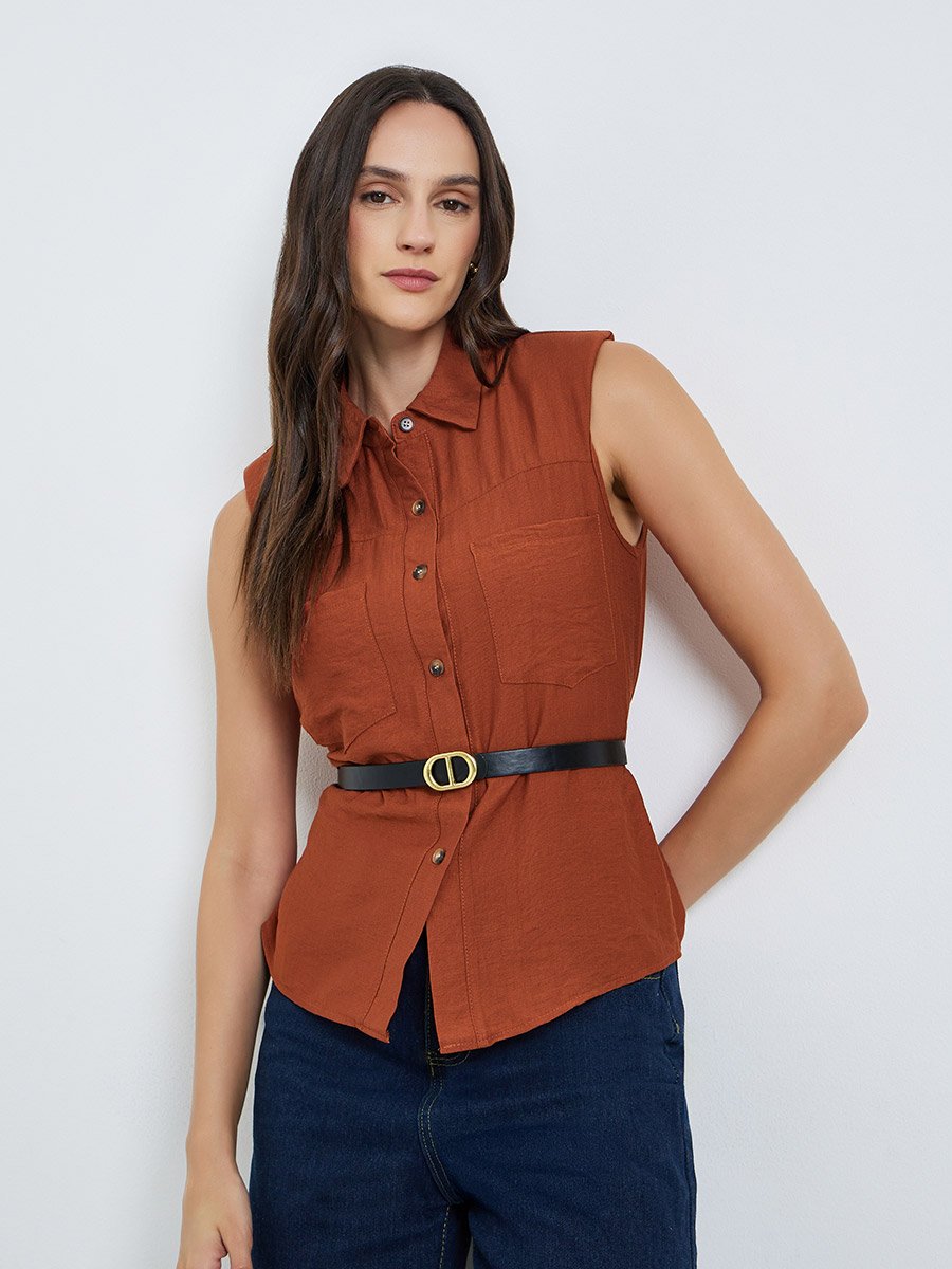 Rus Sleeveless Button-Down Shirt