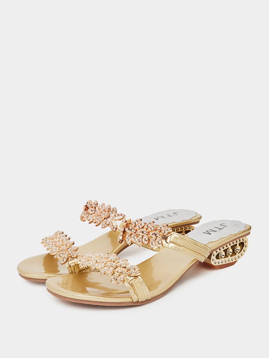 Women Golden Embellished Sandals