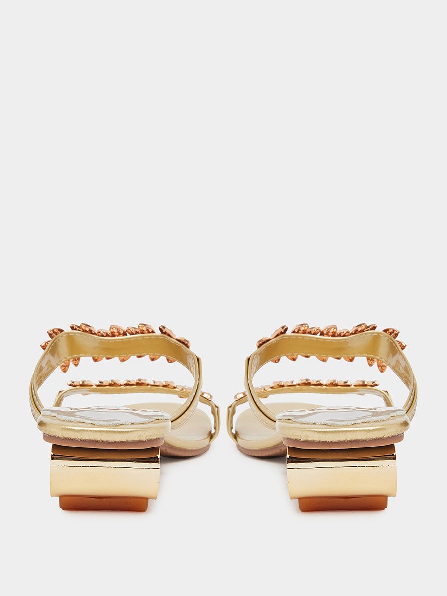 Women Golden Embellished Sandals