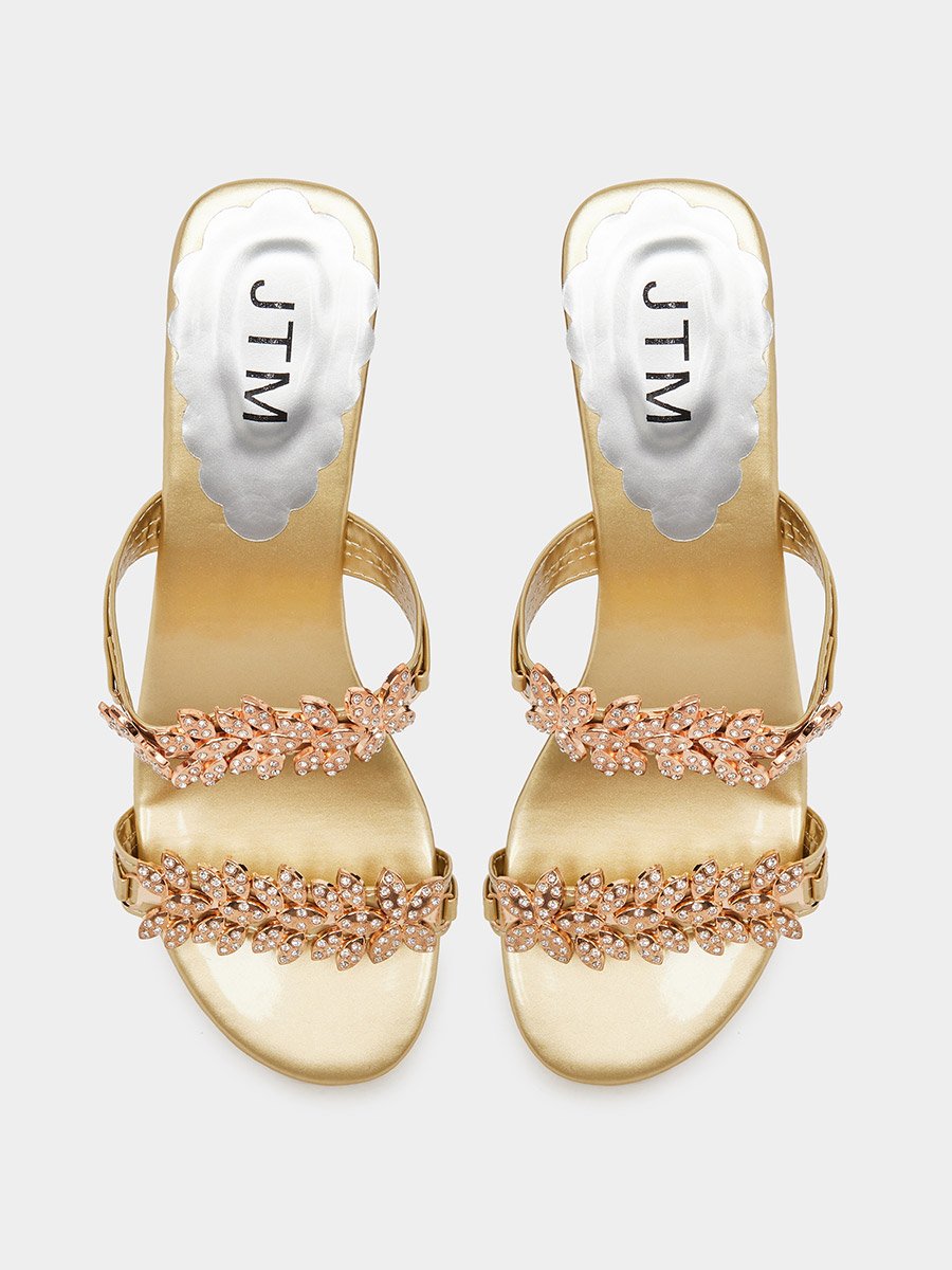 Women Golden Embellished Sandals