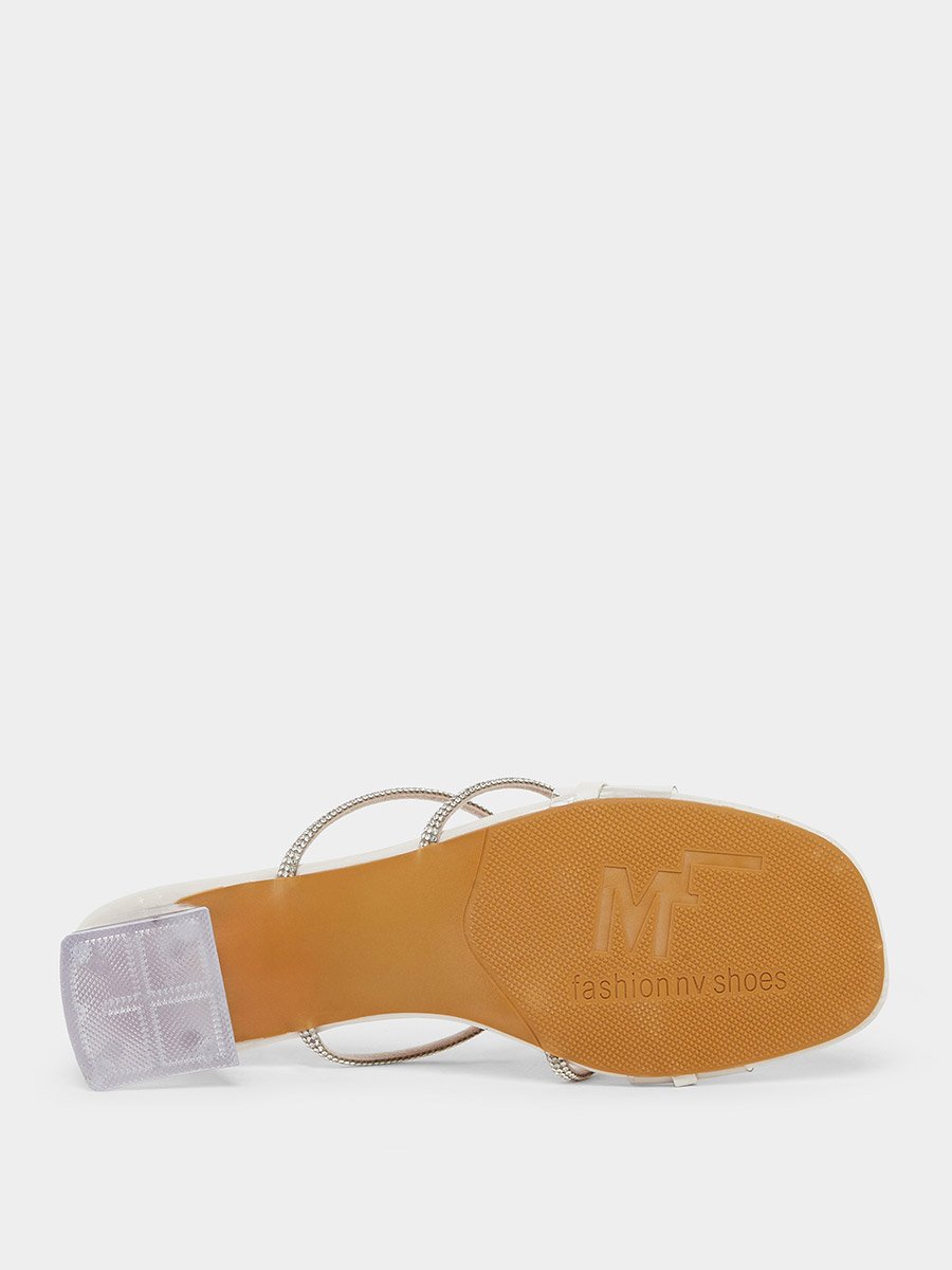 Embellished Transparent Block Heel Sandals