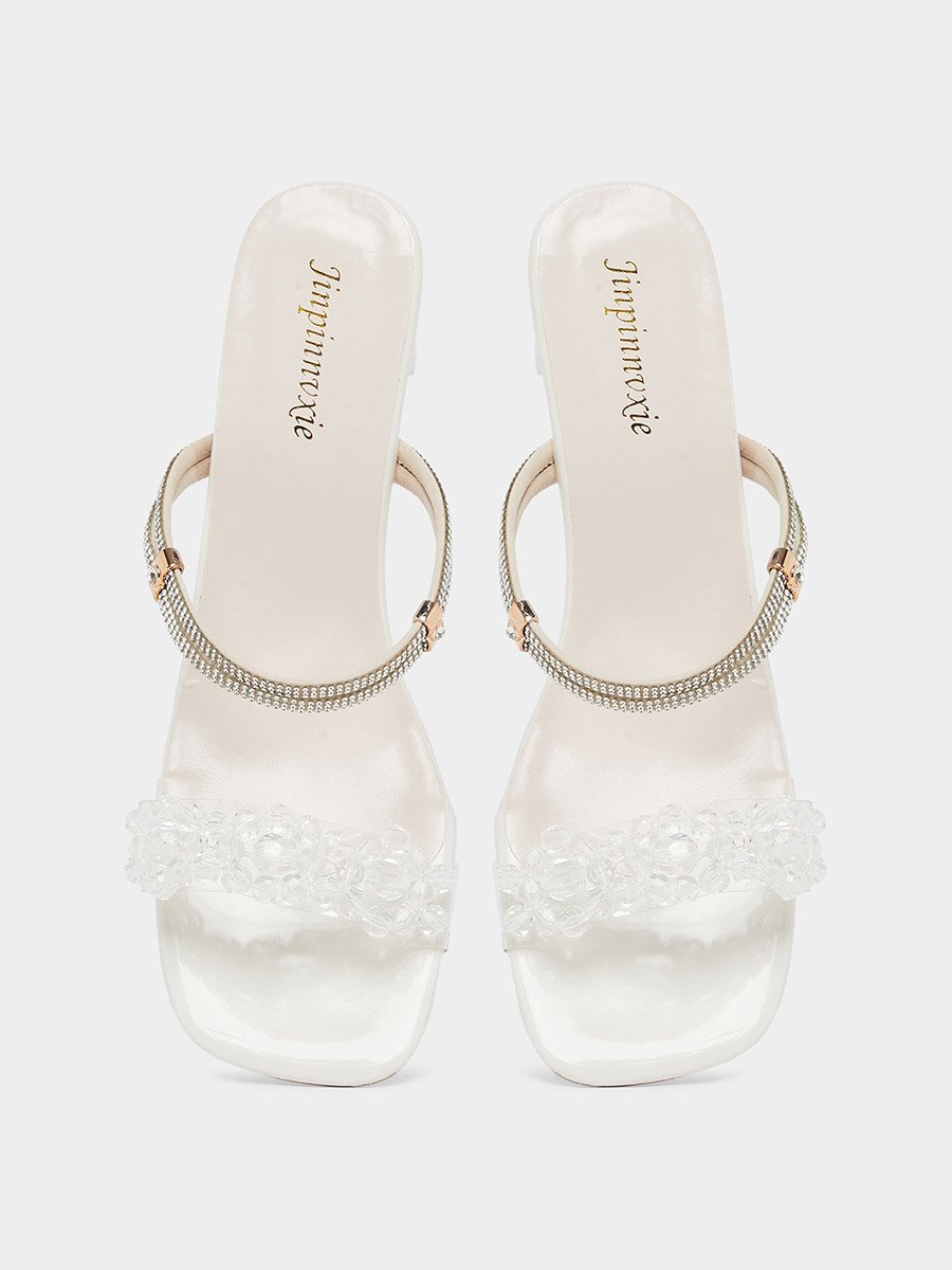 Crystal Embellished Block Heel Sandals