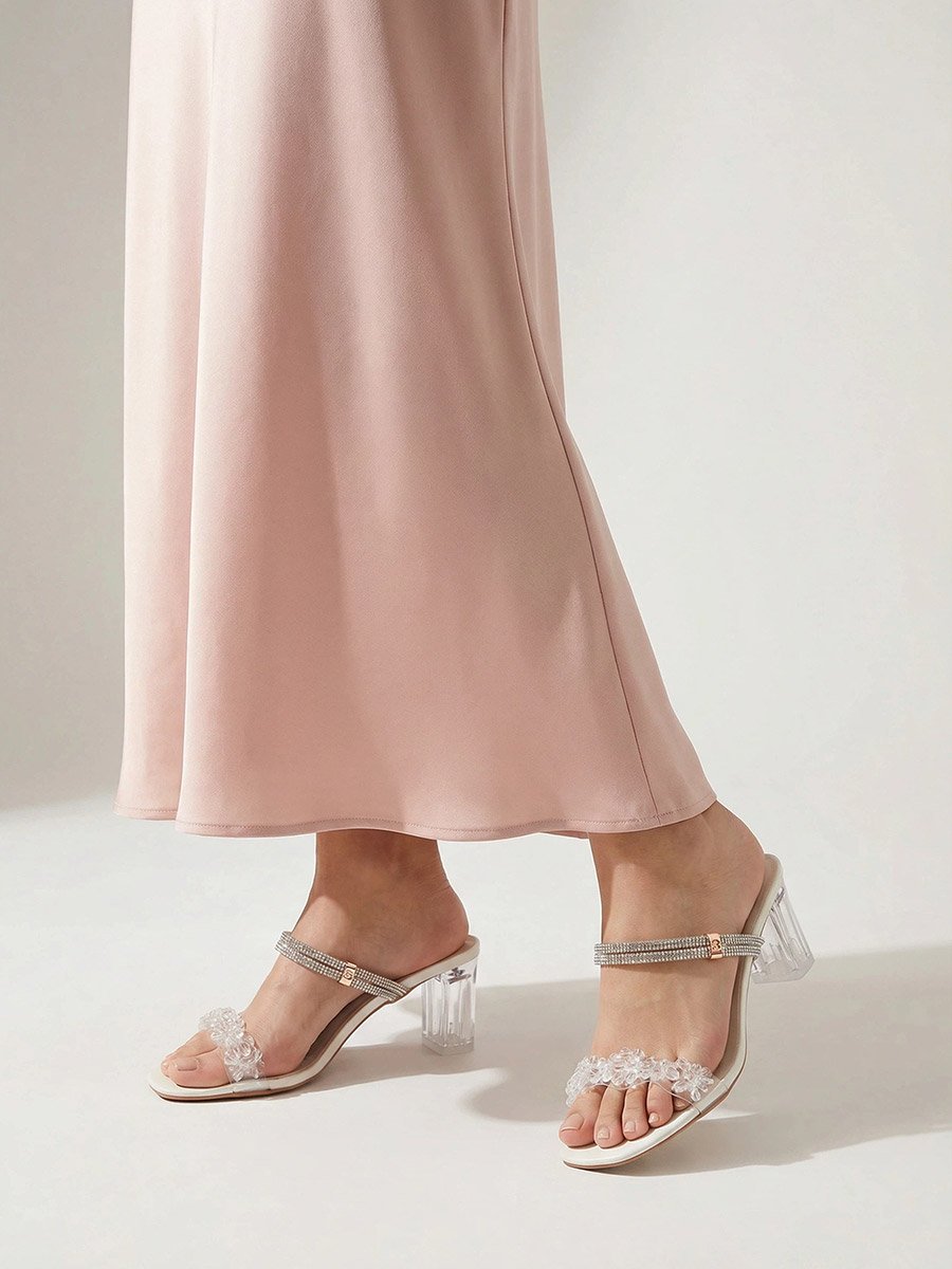 Crystal Embellished Block Heel Sandals