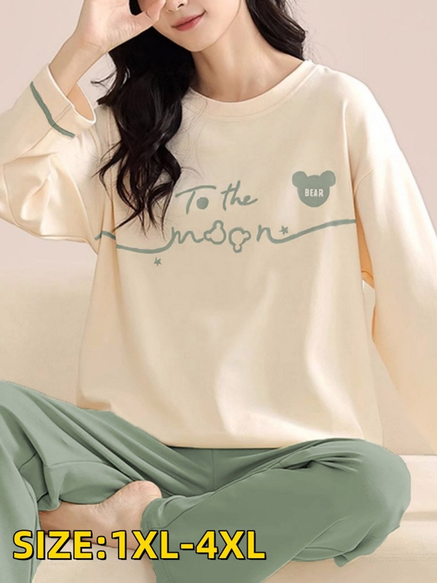 Plus Size Graphic Print T-Shirt and Pyjama Set