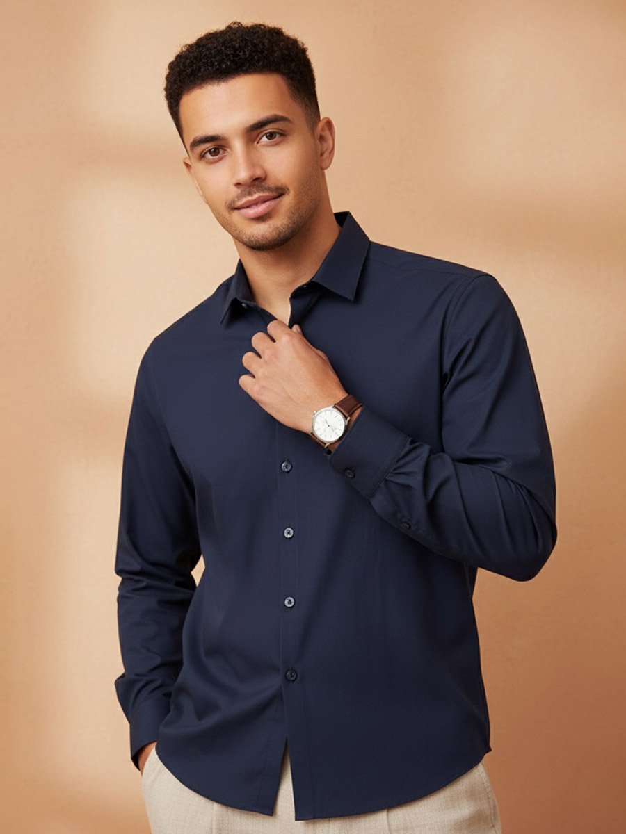 Men Solid Regular Fit Satin Shirt