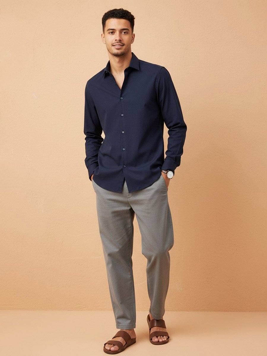 Men Solid Regular Fit Satin Shirt