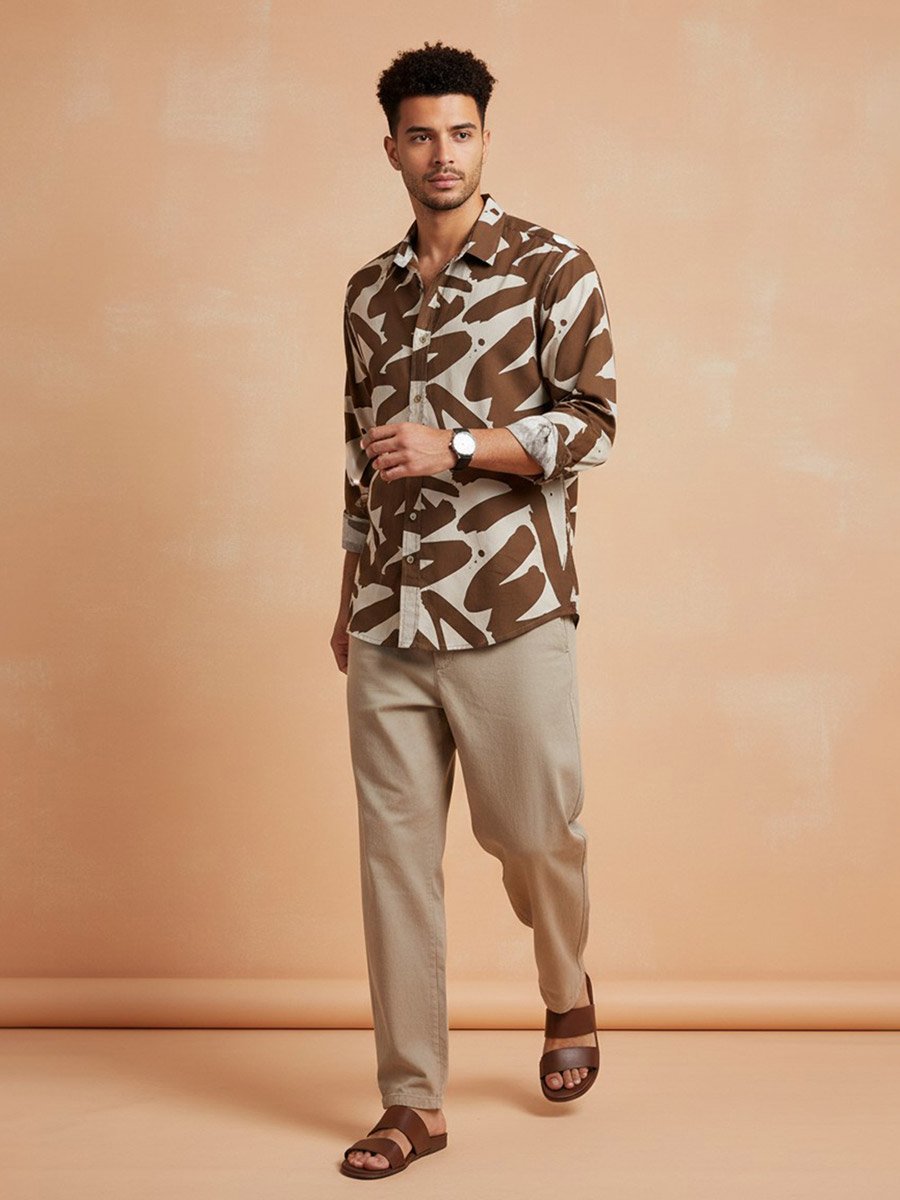 Men Printed Regular Fit Cotton Shirt