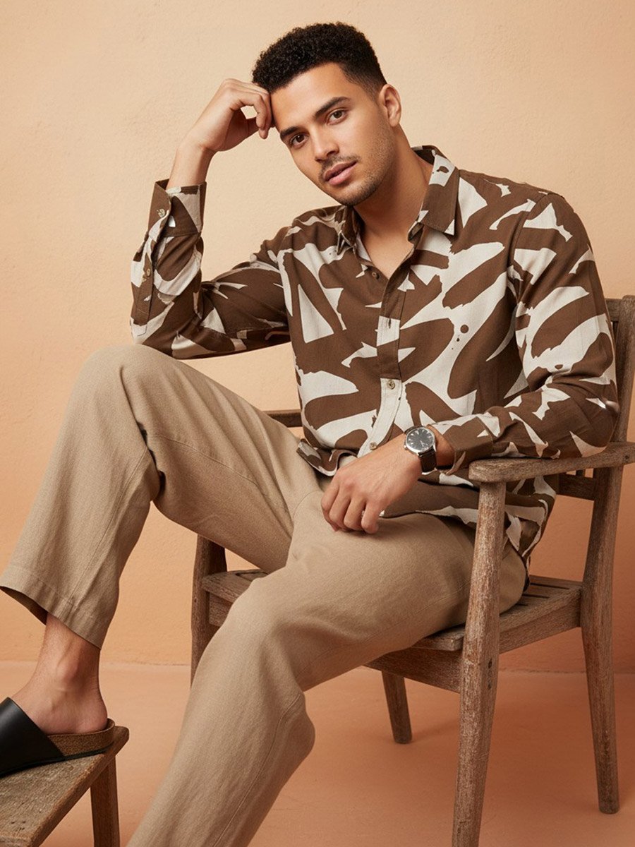 Men Printed Regular Fit Cotton Shirt
