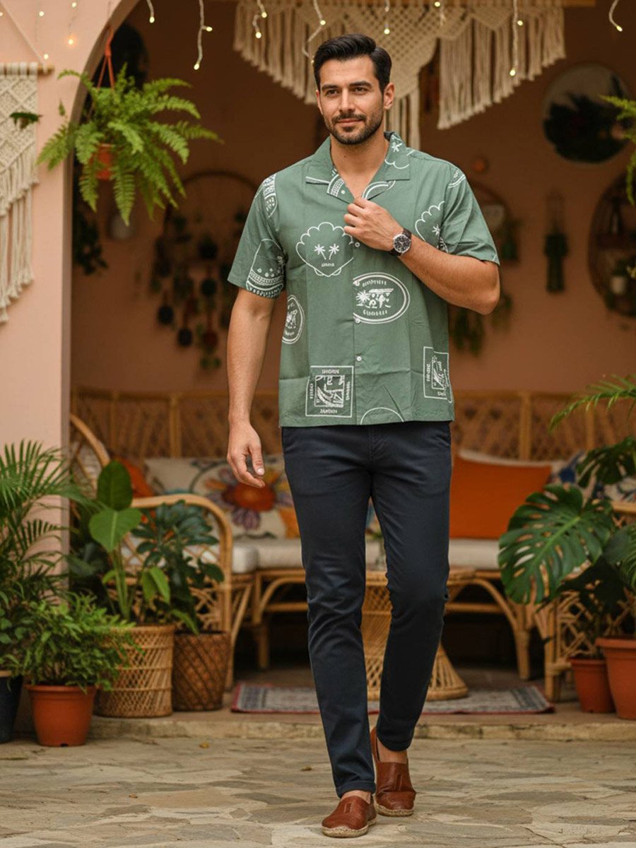Men Printed Regular Fit Cotton Shirt
