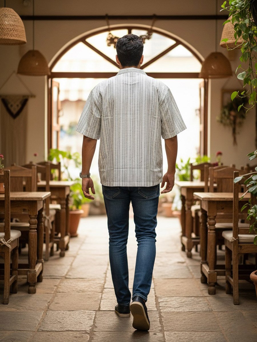 Men Striped Relaxed Fit Cotton Shirt