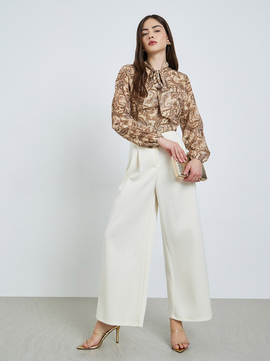 Brown Paisley Printed Regular Fit Blouse
