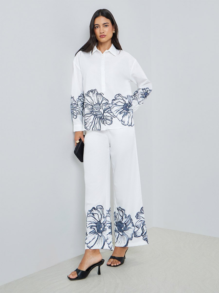 Off-White Floral Print Long Sleeve Shirt
