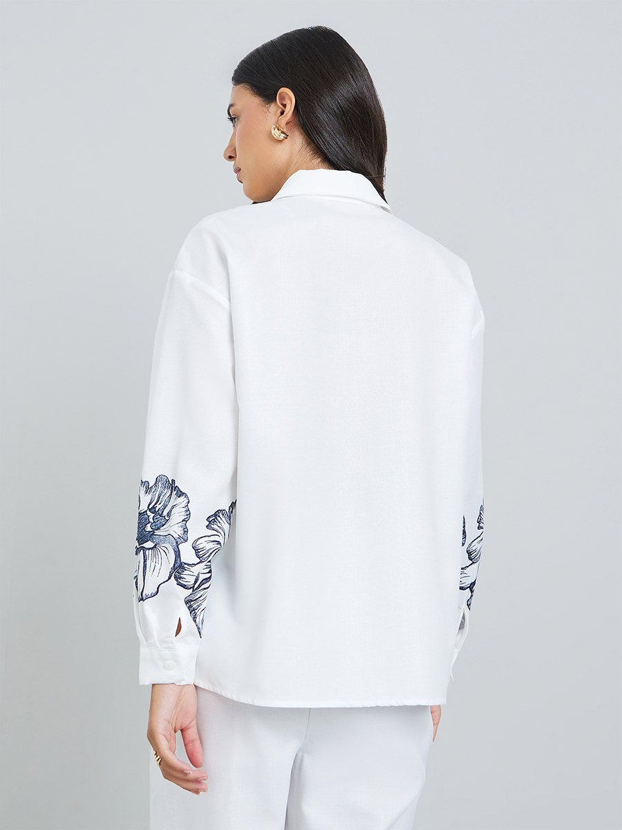 Off-White Floral Print Long Sleeve Shirt