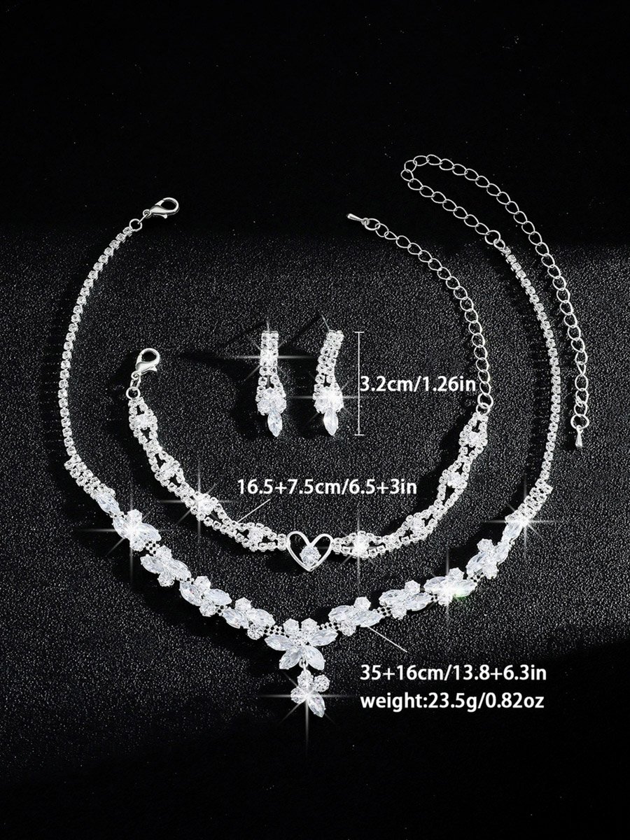 3-Piece Embellished Necklace, Bracelet And Earrings Jewelry Set