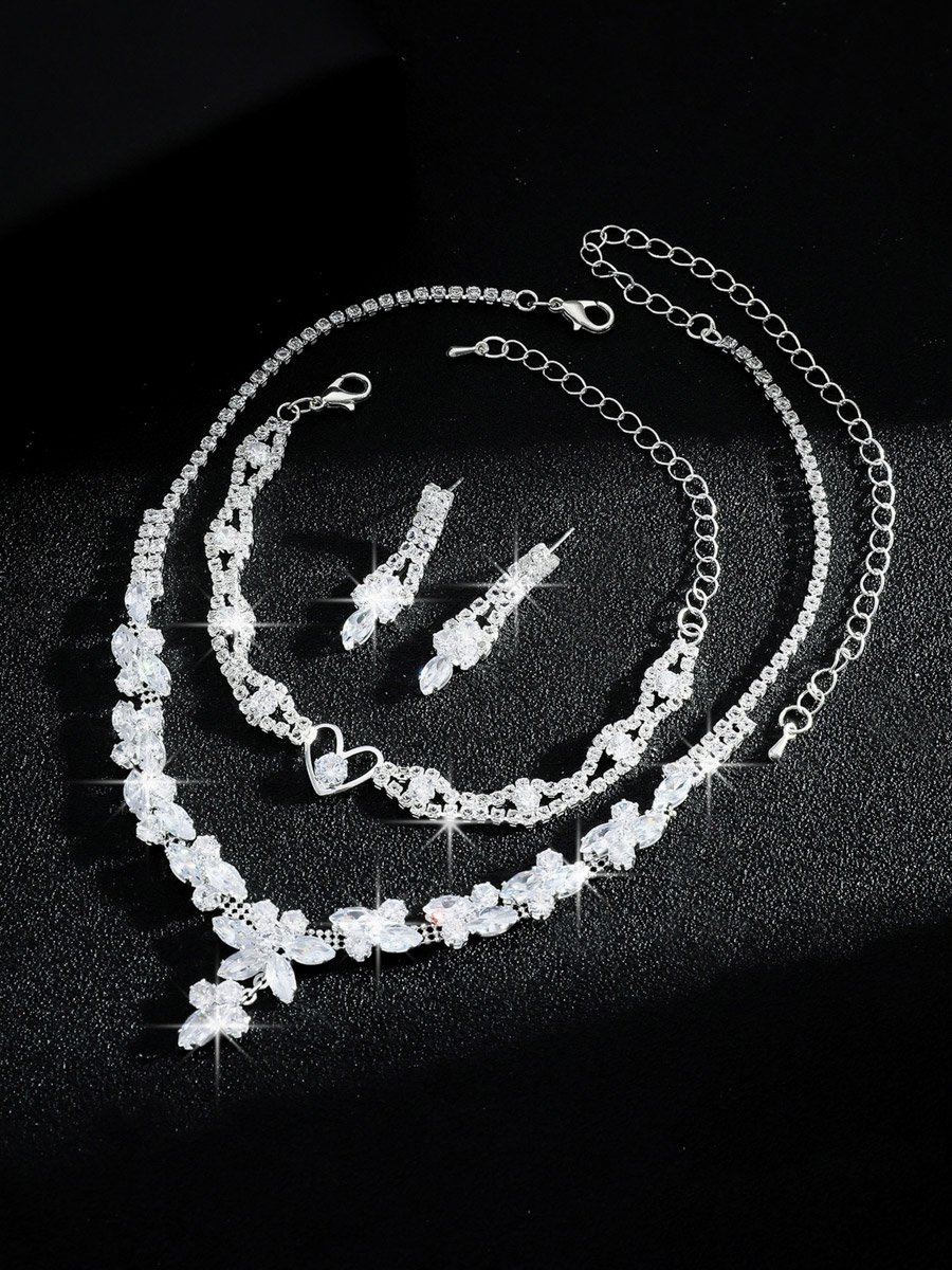 3-Piece Embellished Necklace, Bracelet And Earrings Jewelry Set