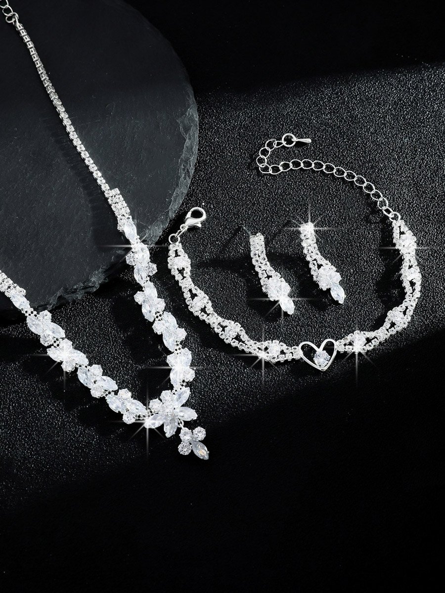 3-Piece Embellished Necklace, Bracelet And Earrings Jewelry Set