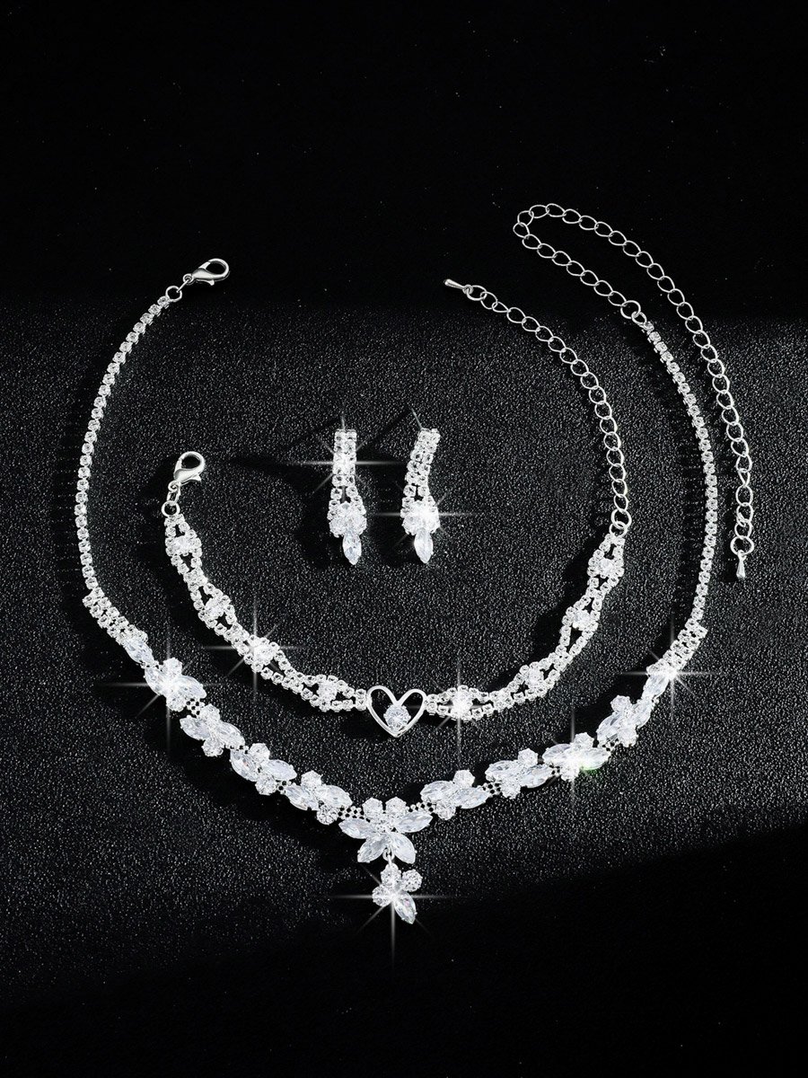 3-Piece Embellished Necklace, Bracelet And Earrings Jewelry Set