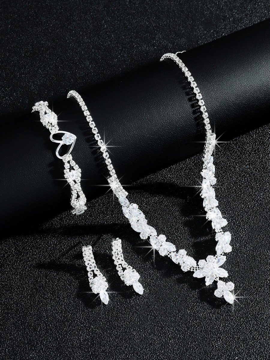 3-Piece Embellished Necklace, Bracelet And Earrings Jewelry Set