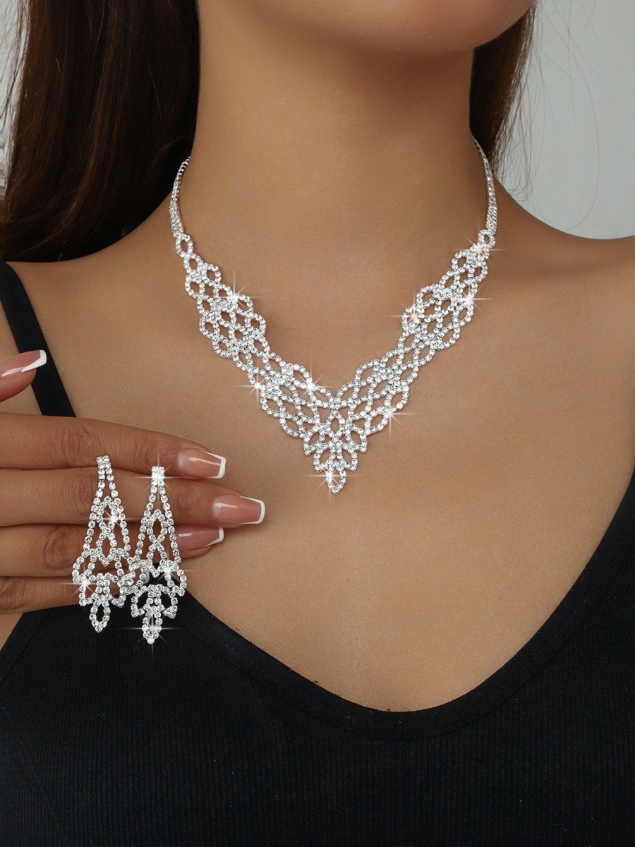 2-Piece Embellished Necklace And Earrings Jewelry Set