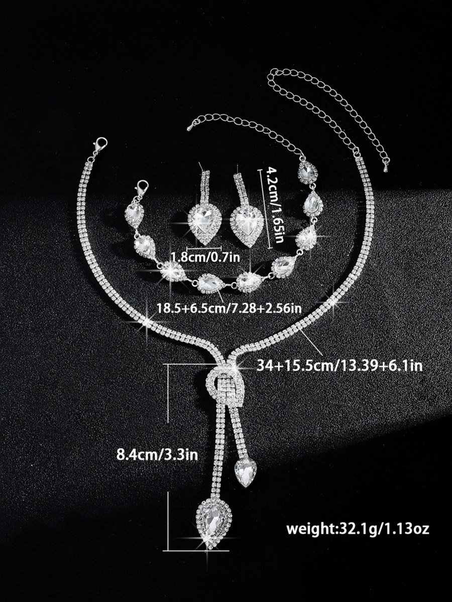 3-Piece Embellished Necklace, Bracelet And Earrings Jewelry Set