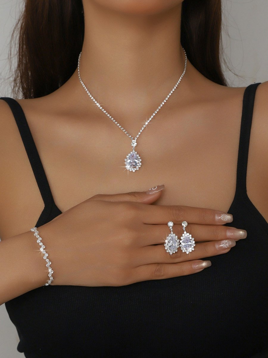 3-Piece Embellished Necklace, Bracelet And Earrings Jewelry Set