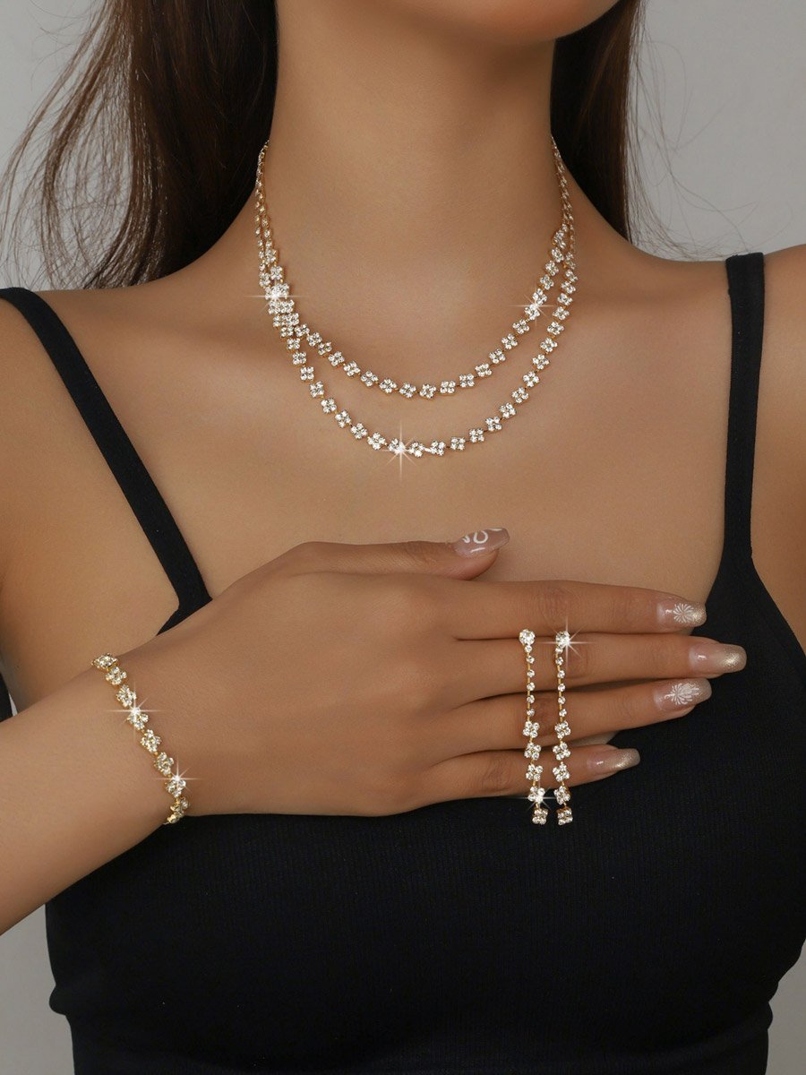 3-Piece Embellished Necklace, Bracelet And Earrings Jewelry Set