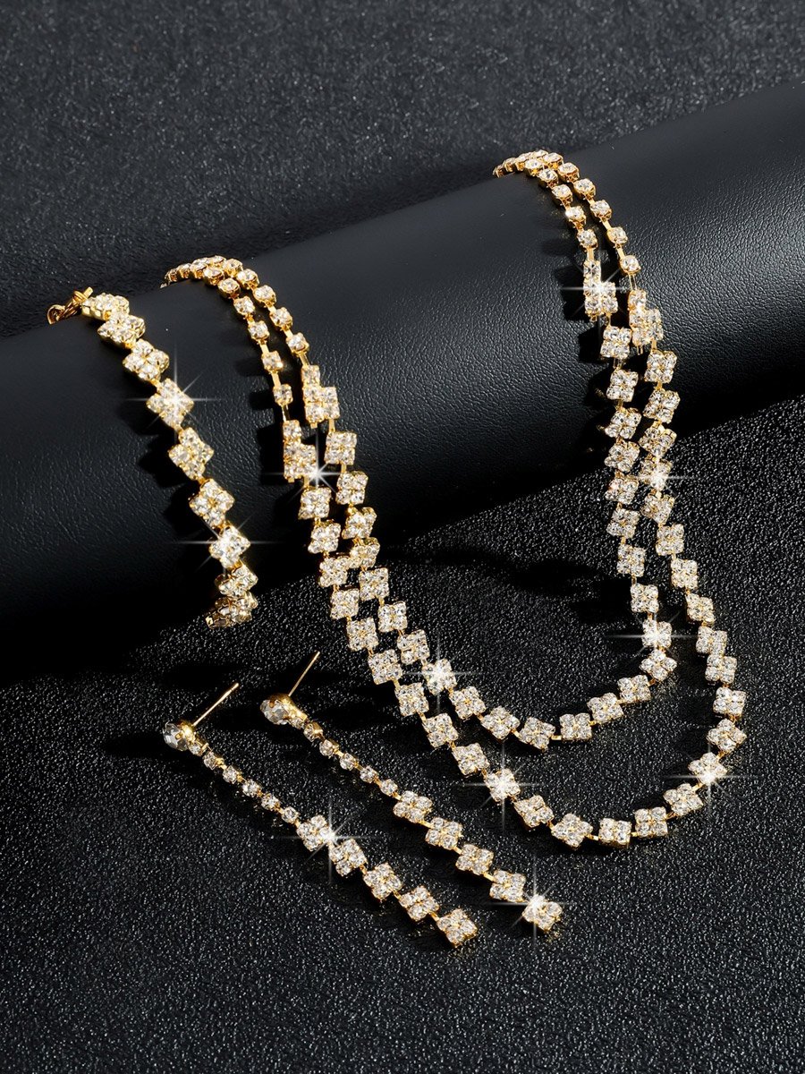 3-Piece Embellished Necklace, Bracelet And Earrings Jewelry Set