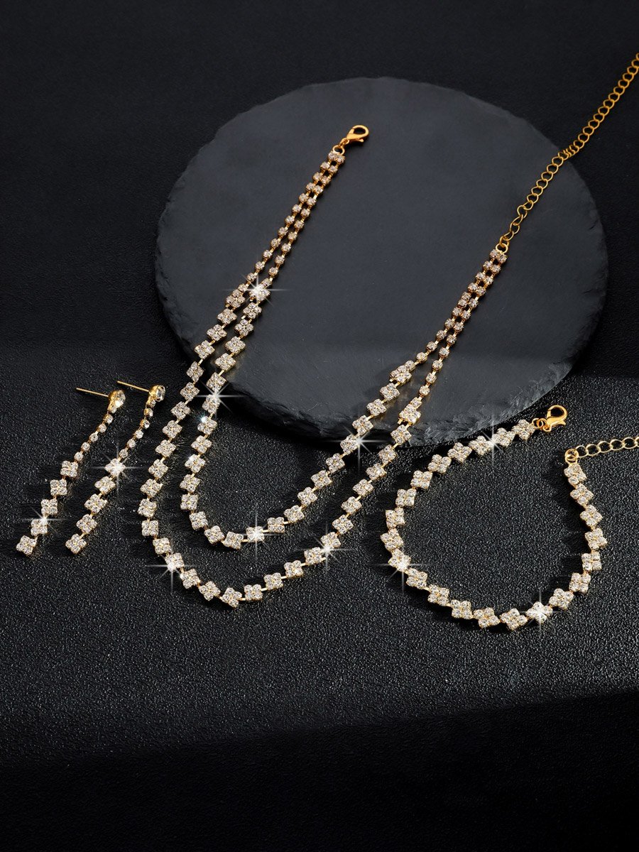 3-Piece Embellished Necklace, Bracelet And Earrings Jewelry Set