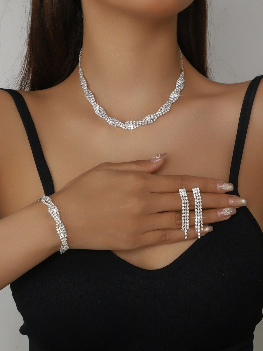 3-Piece Embellished Necklace, Bracelet And Earrings Jewelry Set