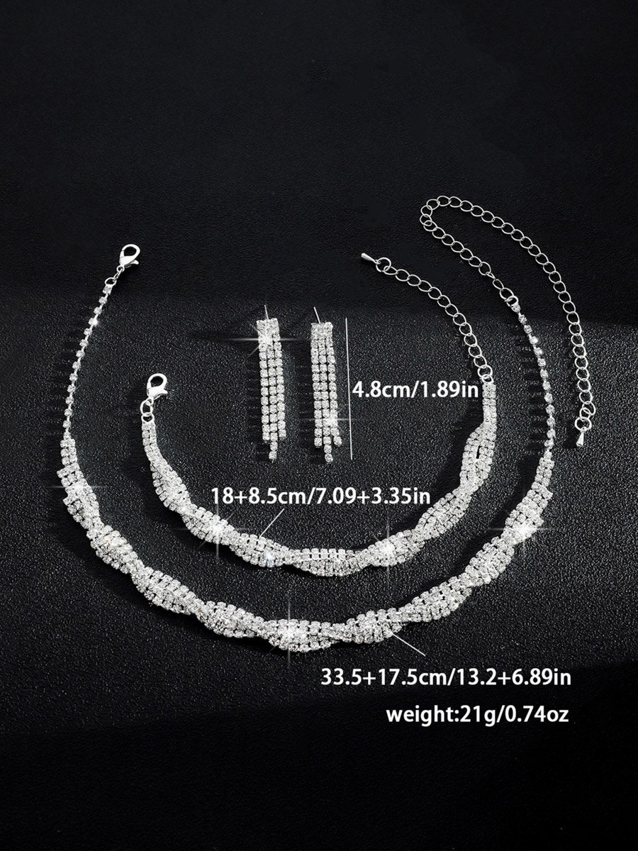 3-Piece Embellished Necklace, Bracelet And Earrings Jewelry Set