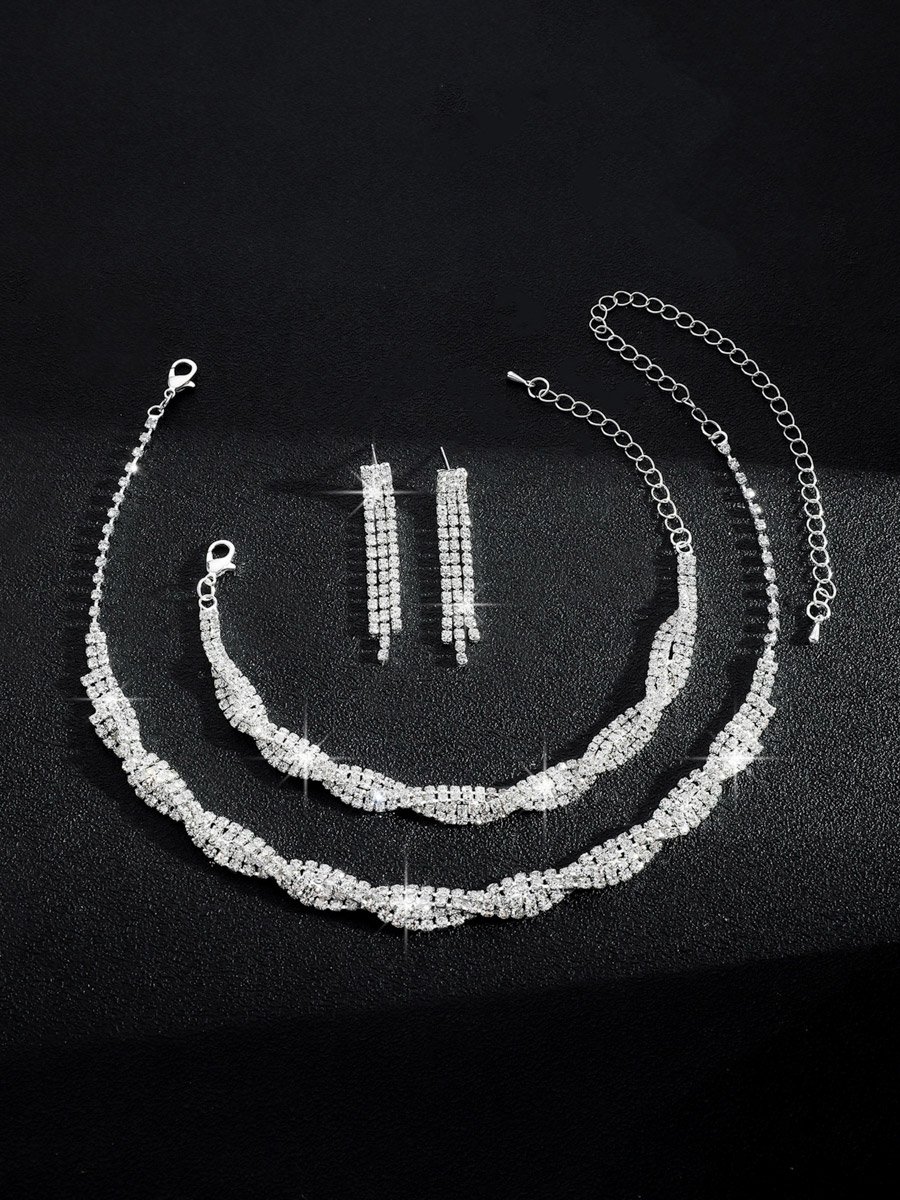 3-Piece Embellished Necklace, Bracelet And Earrings Jewelry Set