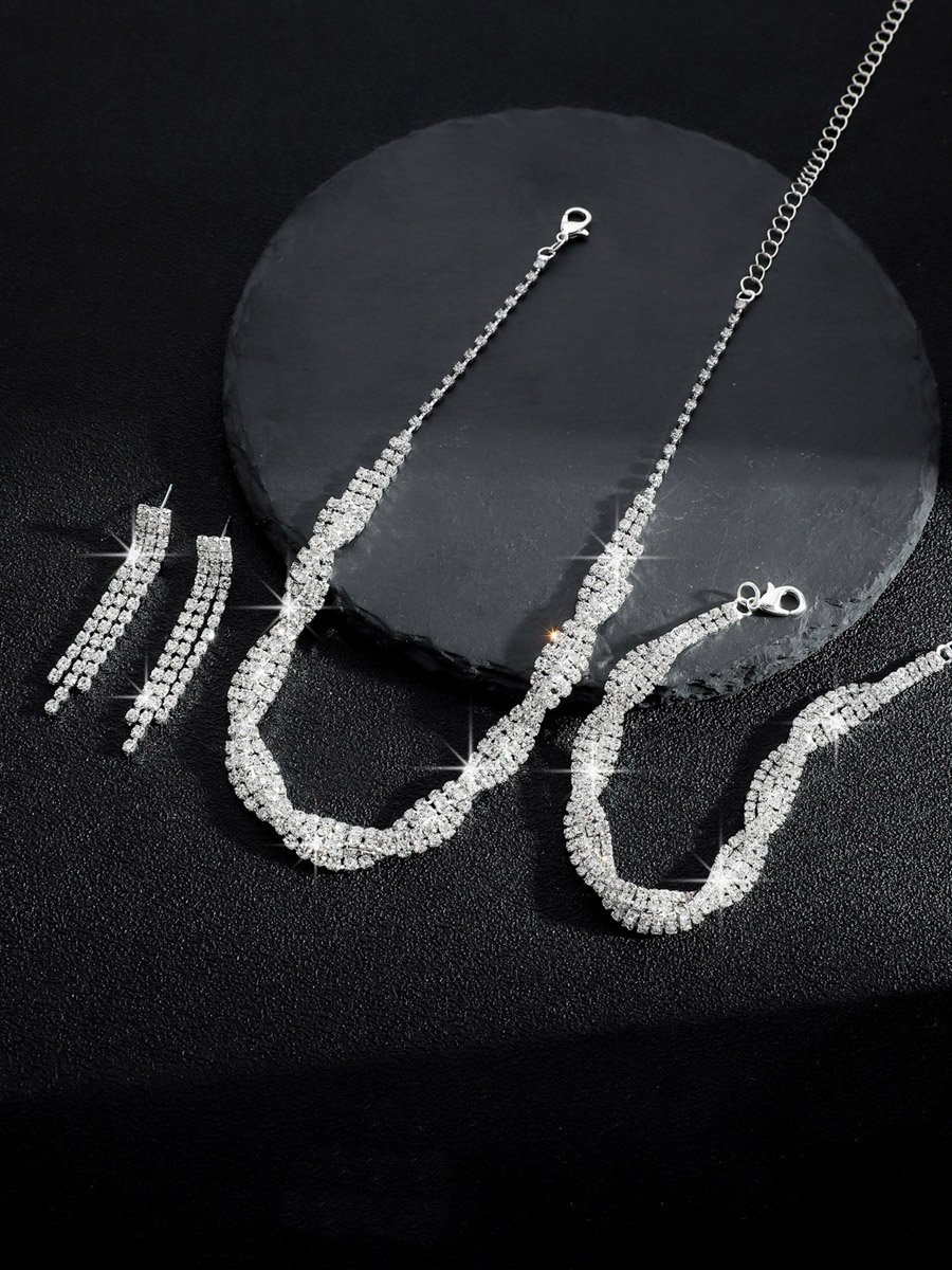 3-Piece Embellished Necklace, Bracelet And Earrings Jewelry Set