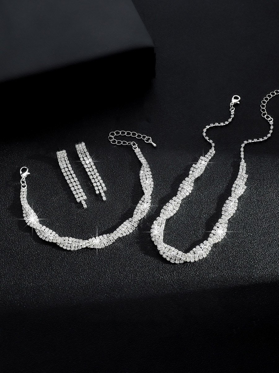 3-Piece Embellished Necklace, Bracelet And Earrings Jewelry Set