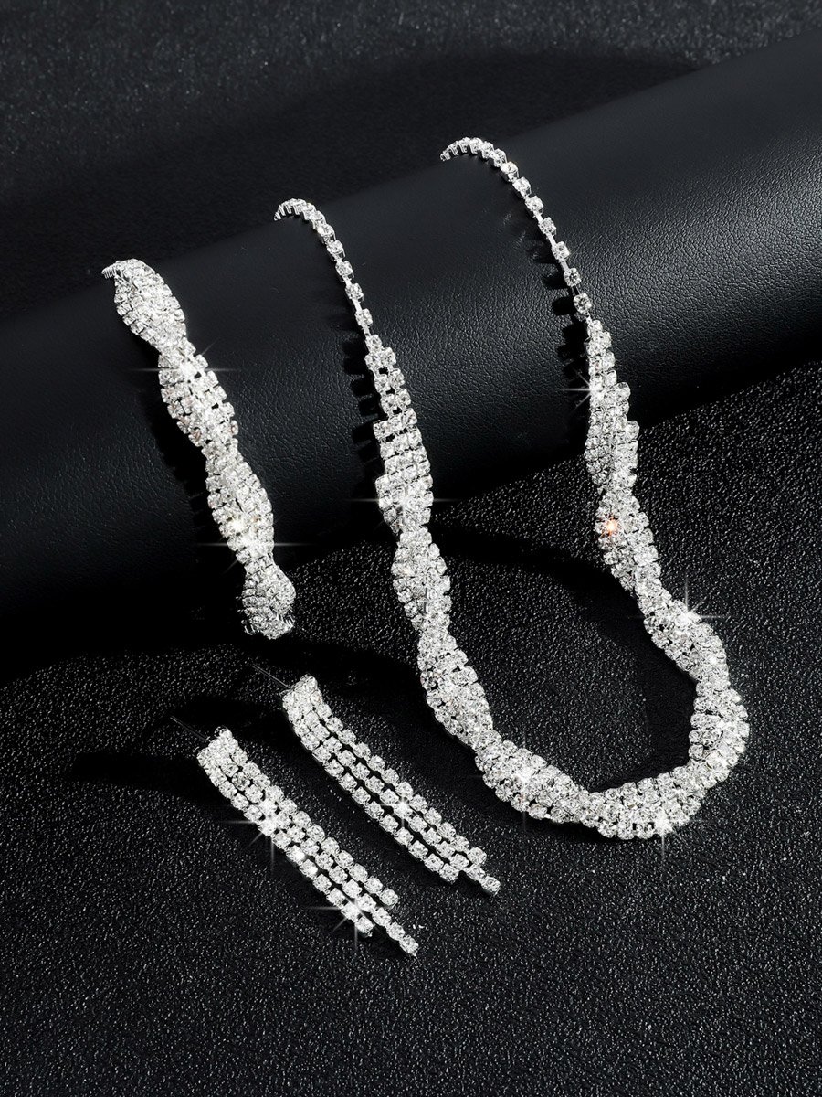 3-Piece Embellished Necklace, Bracelet And Earrings Jewelry Set
